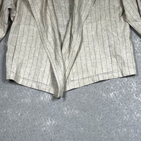 Max Studio Drape Front Womens Size Small Ivory Linen-Blend Jacket Striped - Picture 3 of 11